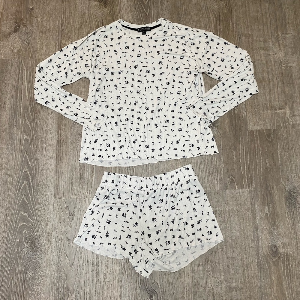 PJ Savage White and Black Patterned Pajama Set